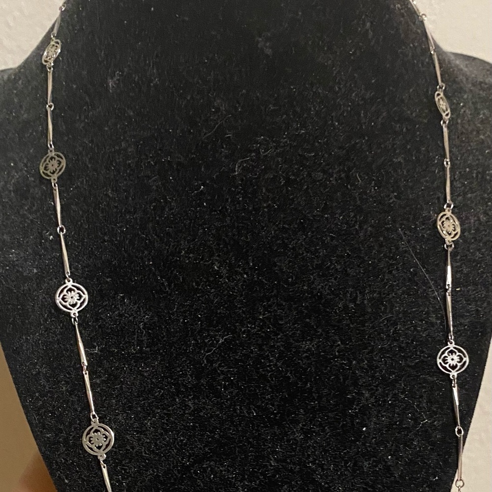 Silver tone Flower Monogram Necklace